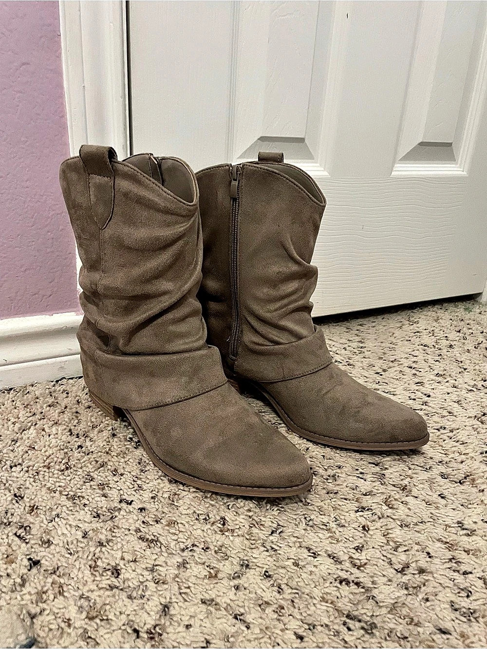 MIA Women's Ruched Mid-Calf Suede Boots in Brown